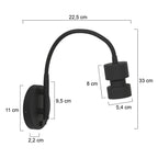Applique murale noire en métal avec bras orientable et interrupteur intégré