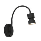 Applique murale noire en métal avec bras orientable, interrupteur intégré