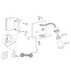 Étagère murale noire en métal avec lampe flexible et diagramme de montage