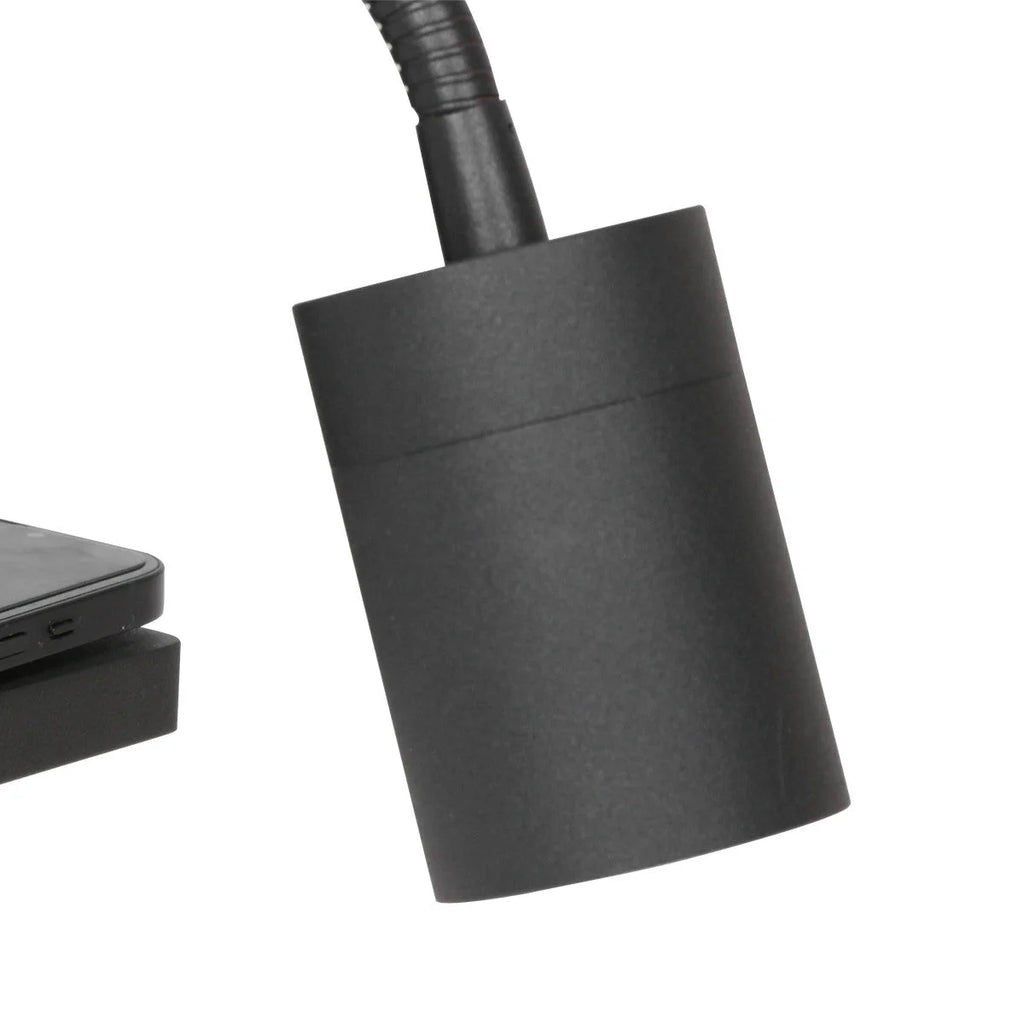 Lampe à goujon noir en métal avec chargeur sans fil et ports USB pour mur