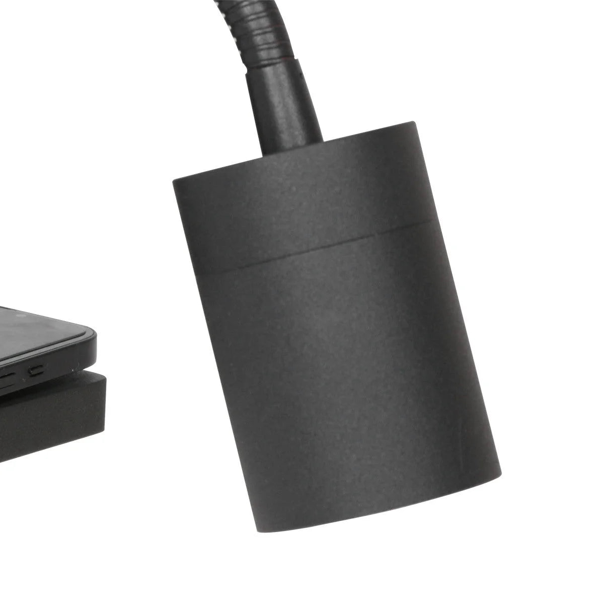 Lampe à goujon noir en métal avec chargeur sans fil et ports USB pour mur