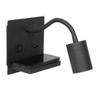 Applique murale noire en métal avec étagère, chargement sans fil et ports USB