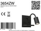Applique murale noire en métal avec bras flexible, chargeur sans fil et ports USB