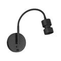 Applique murale noire en métal avec bras flexible, port USB, H33 cm