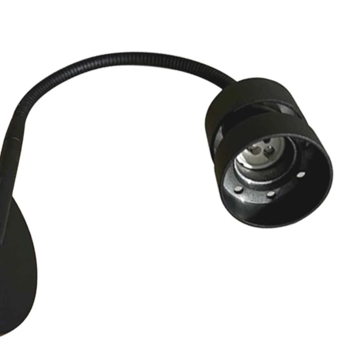 Applique murale noire en métal avec bras flexible et port USB, hauteur H33 cm