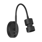 Applique murale noire en métal avec bras flexible, port USB, haut de 33 cm