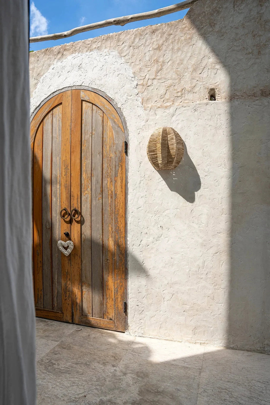 Applique murale en raphia plié 40 cm naturelle