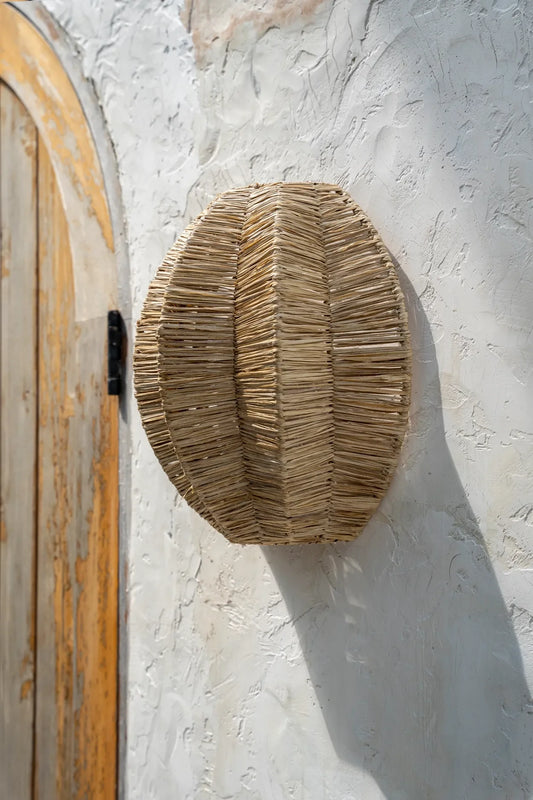 Décoration murale en raphia plié naturelle de 40 cm pour un style bohème chic