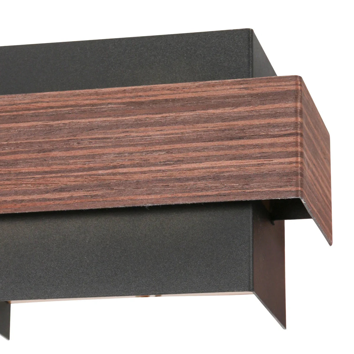 Applique murale rectangulaire noire effet bois avec fixation en métal marron et noir