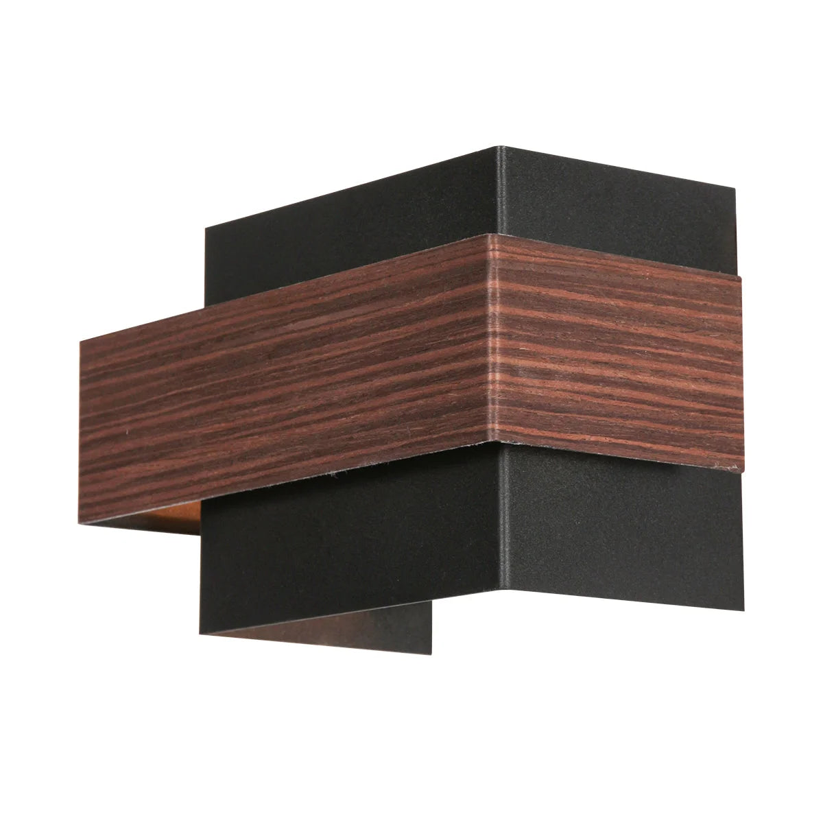 Applique murale moderne noire et effet bois pour salon, 15x12,5 cm
