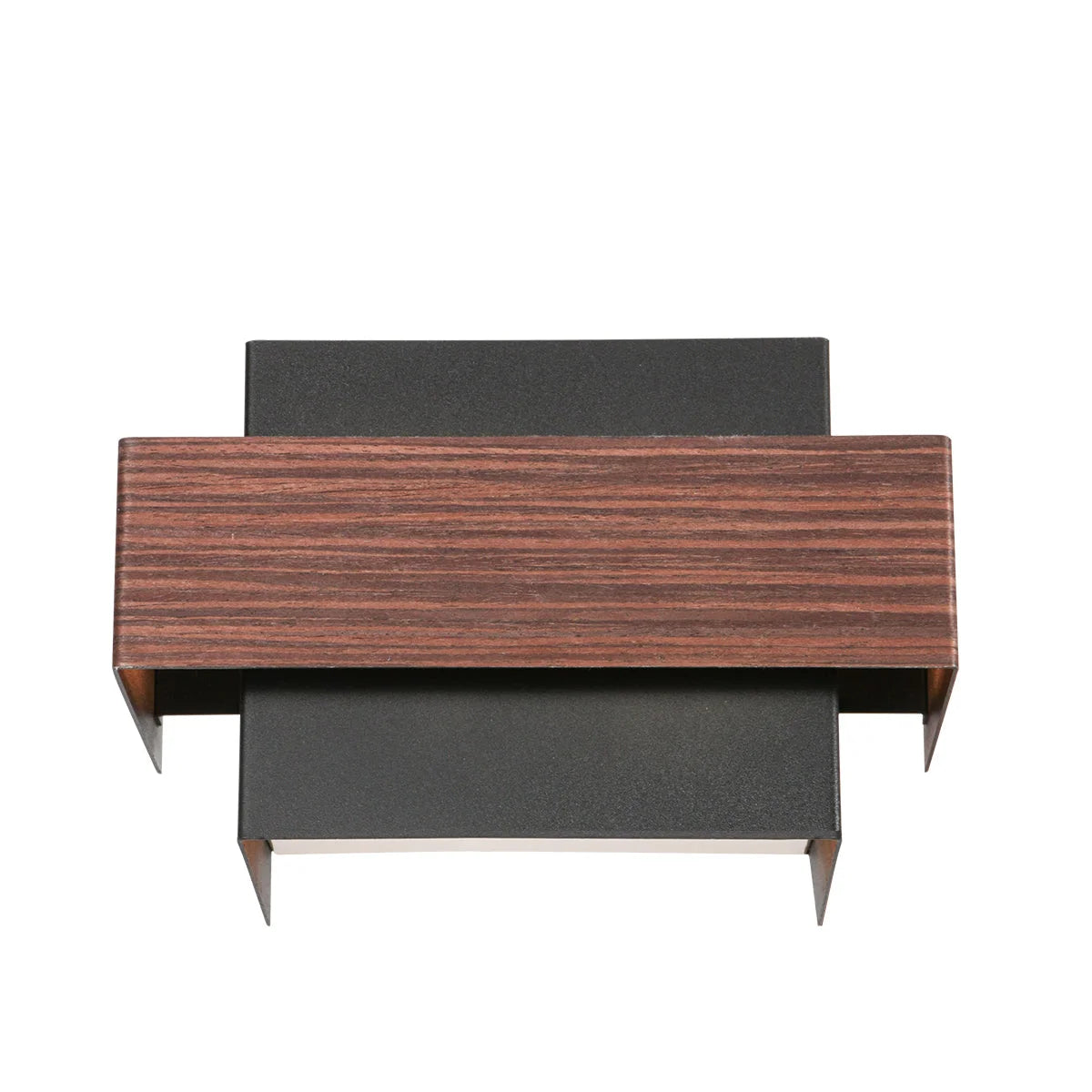 Applique murale rectangulaire noire effet bois pour salon, dimensions 15x12,5 cm
