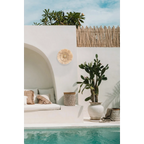 Applique murale ronde en fibres naturelles et métal doré – Ø46 cm