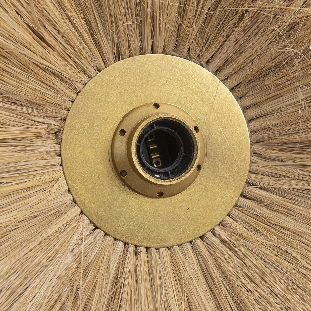 Applique murale ronde en fibres naturelles et métal doré, diamètre 46 cm