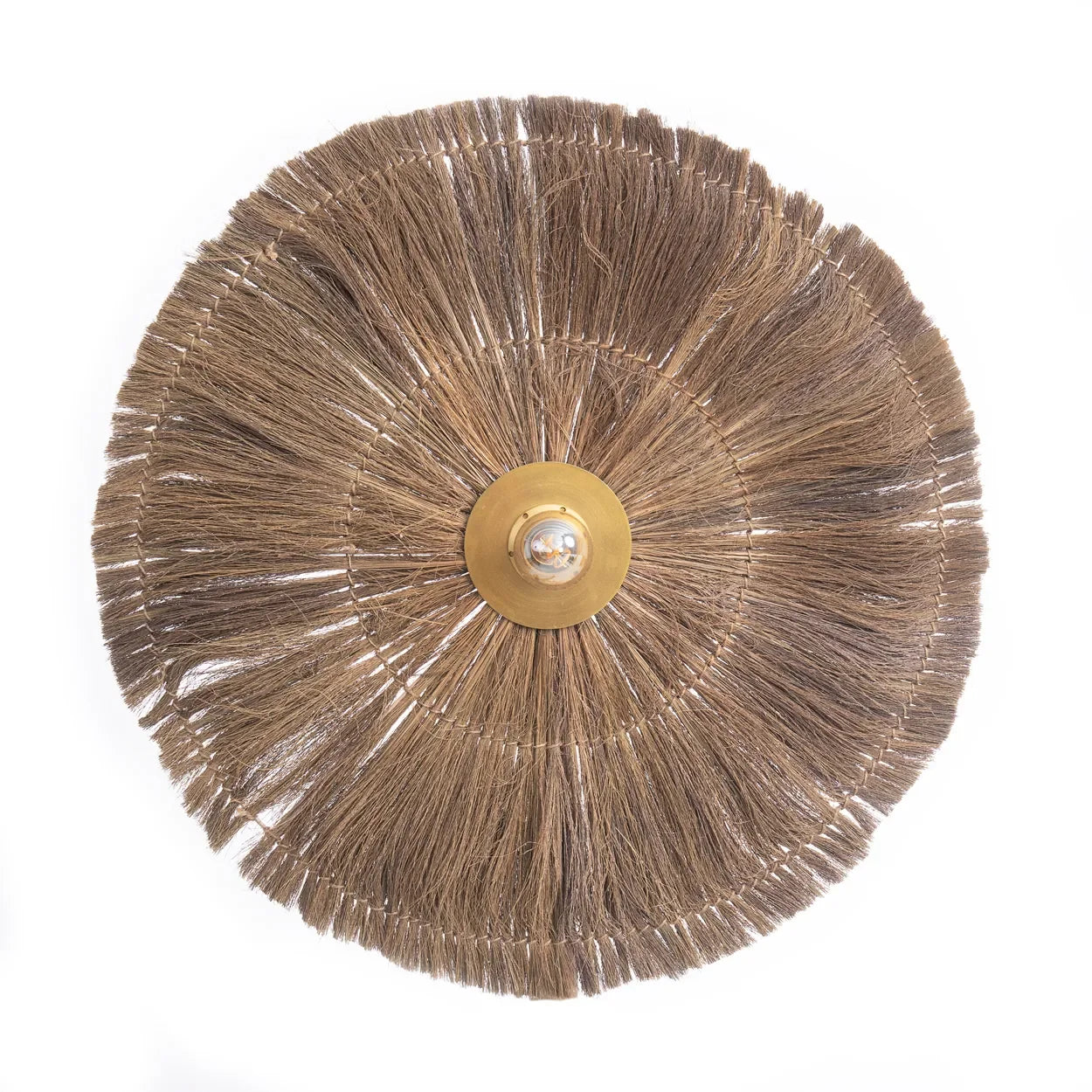 Décoration murale ronde en herbe et fer avec centre en laiton, 66 cm
