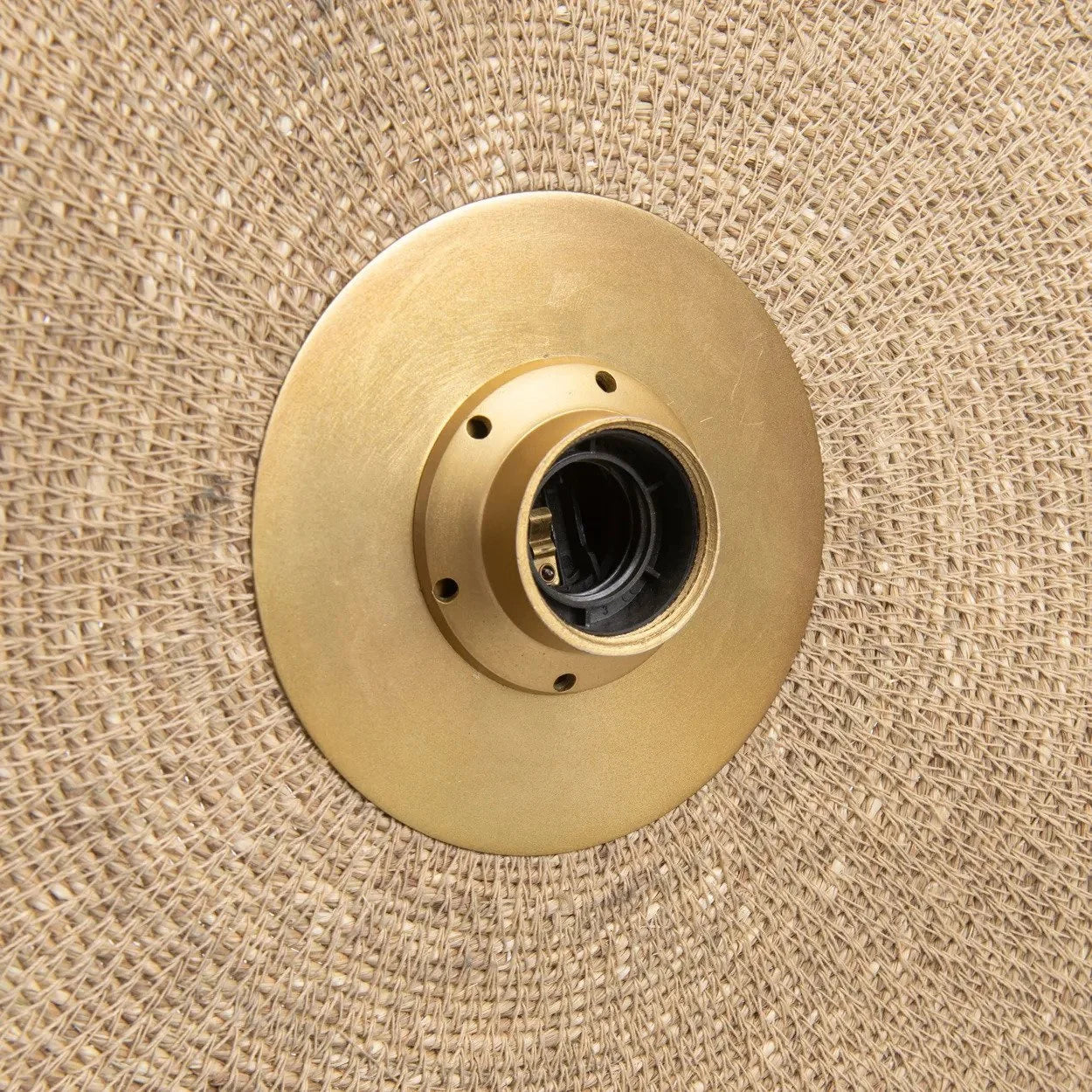 Applique murale ronde en rotin tressé avec luminaire en laiton naturel, Ø46 cm