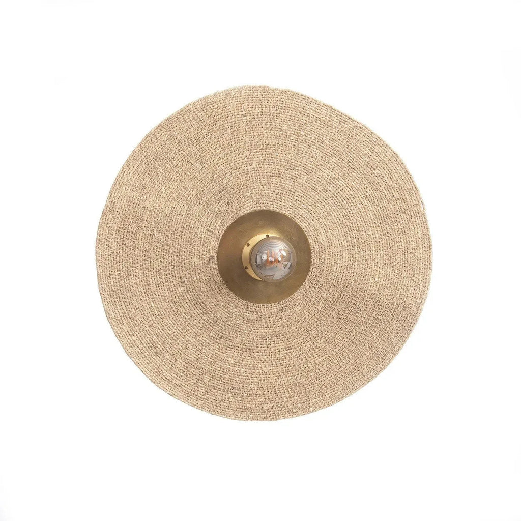 Applique murale ronde en rotin tressé avec cadre en laiton naturel Ø46 cm