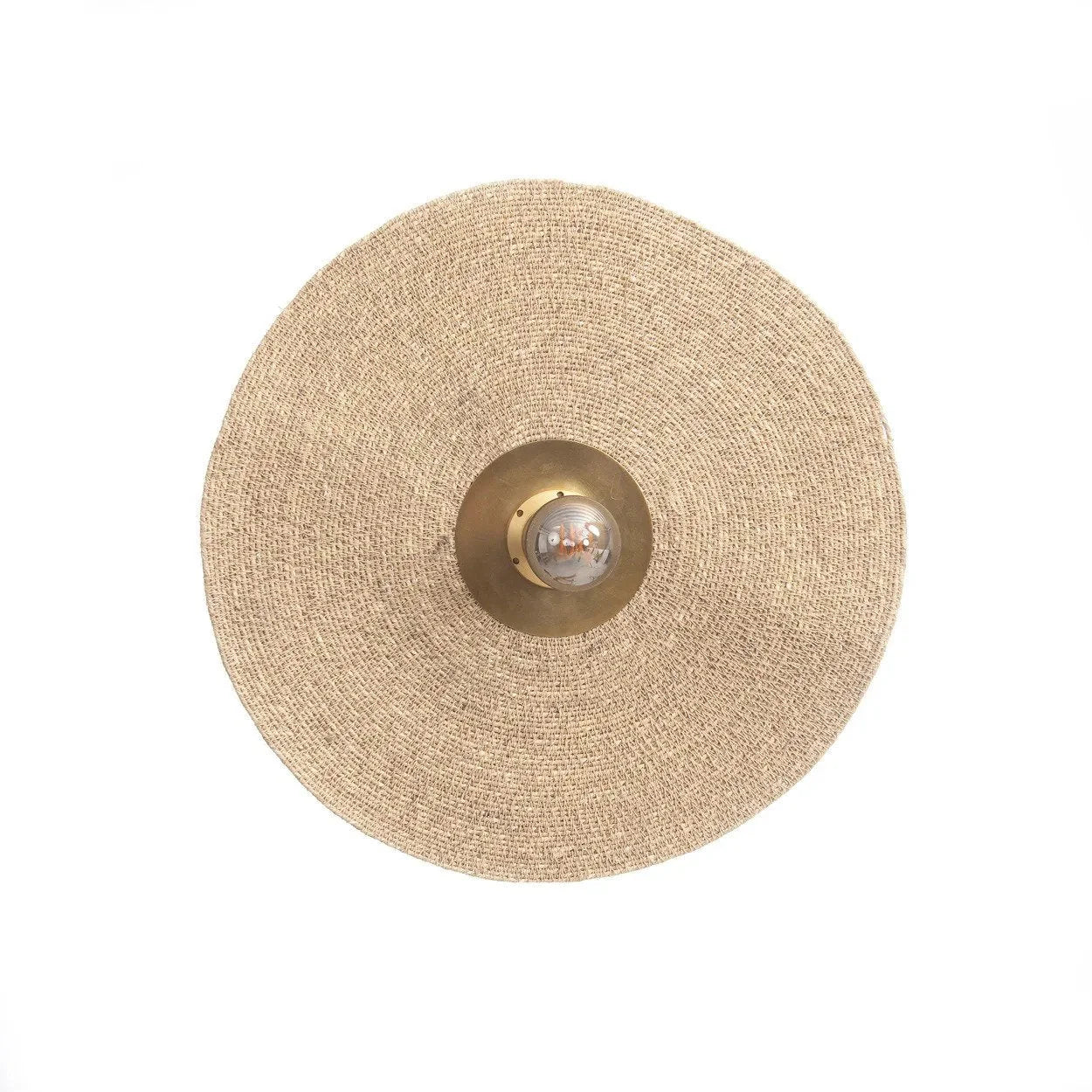 Applique murale ronde en rotin tressé avec cadre en laiton naturel Ø46 cm