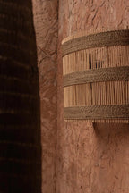 Applique murale en rotin ajouré et corde naturelle 45x19 cm en bambou