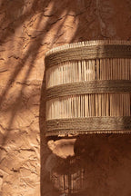 Applique murale en rotin ajouré et corde naturelle 45x19 cm cylindrique murale