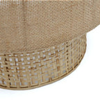 Chapeau de paille tissé avec bord en jute beige et base ajourée, H41 cm