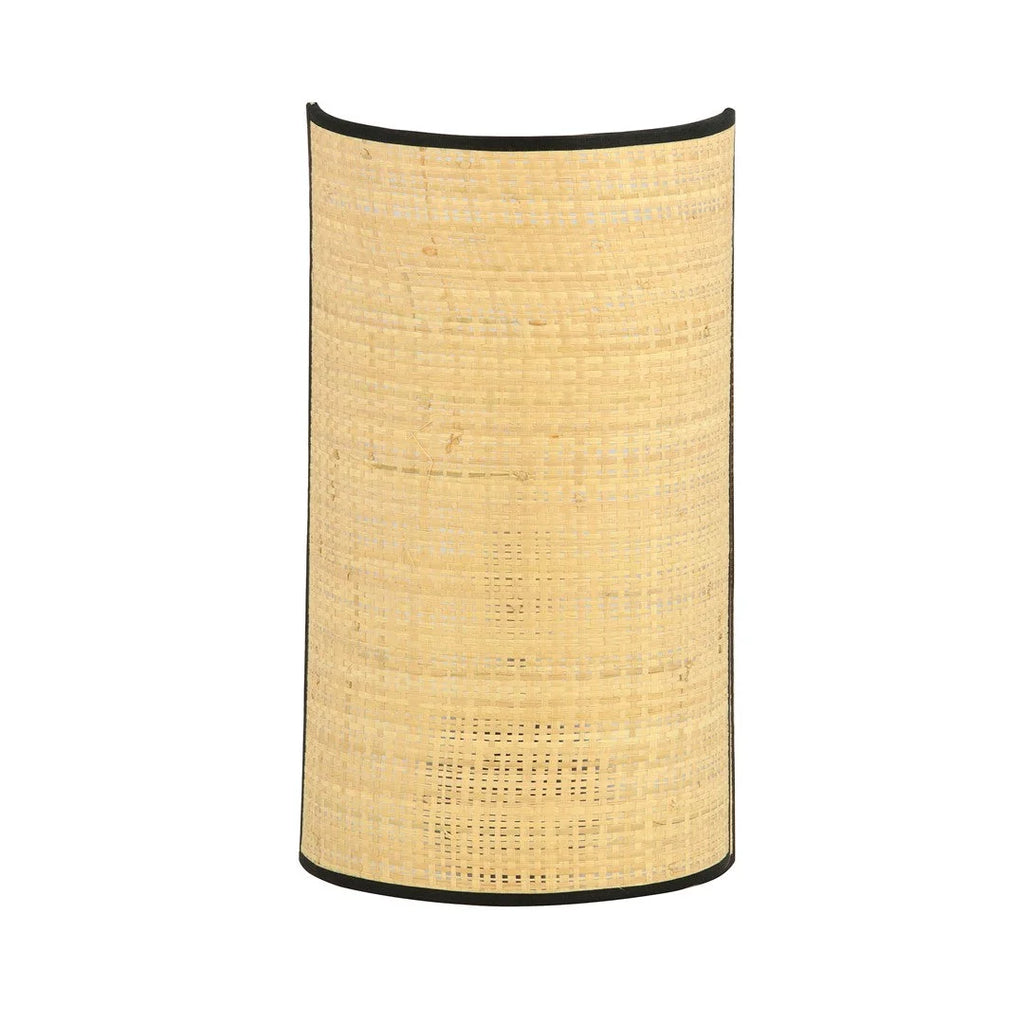 Applique murale en rotin cannage naturel beige bordures noires H32 cm