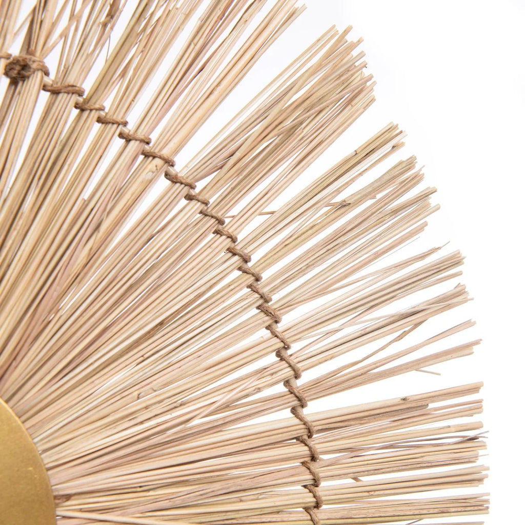 Applique murale en rotin et fer teinte naturelle ronde – Ø46 cm