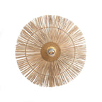 Décoration murale en rotin rond avec centre en laiton, diamètre 46 cm