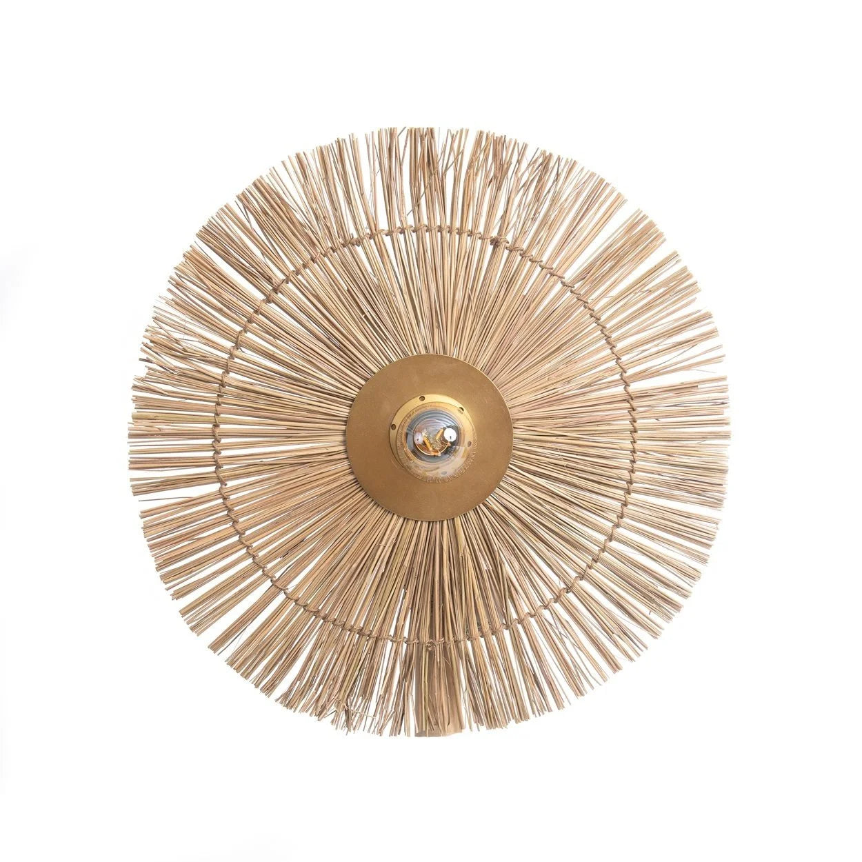 Décoration murale en rotin rond avec centre en laiton, diamètre 46 cm