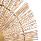 Décoration murale en rotin et fer teinte naturelle ronde avec motif soleil en paille