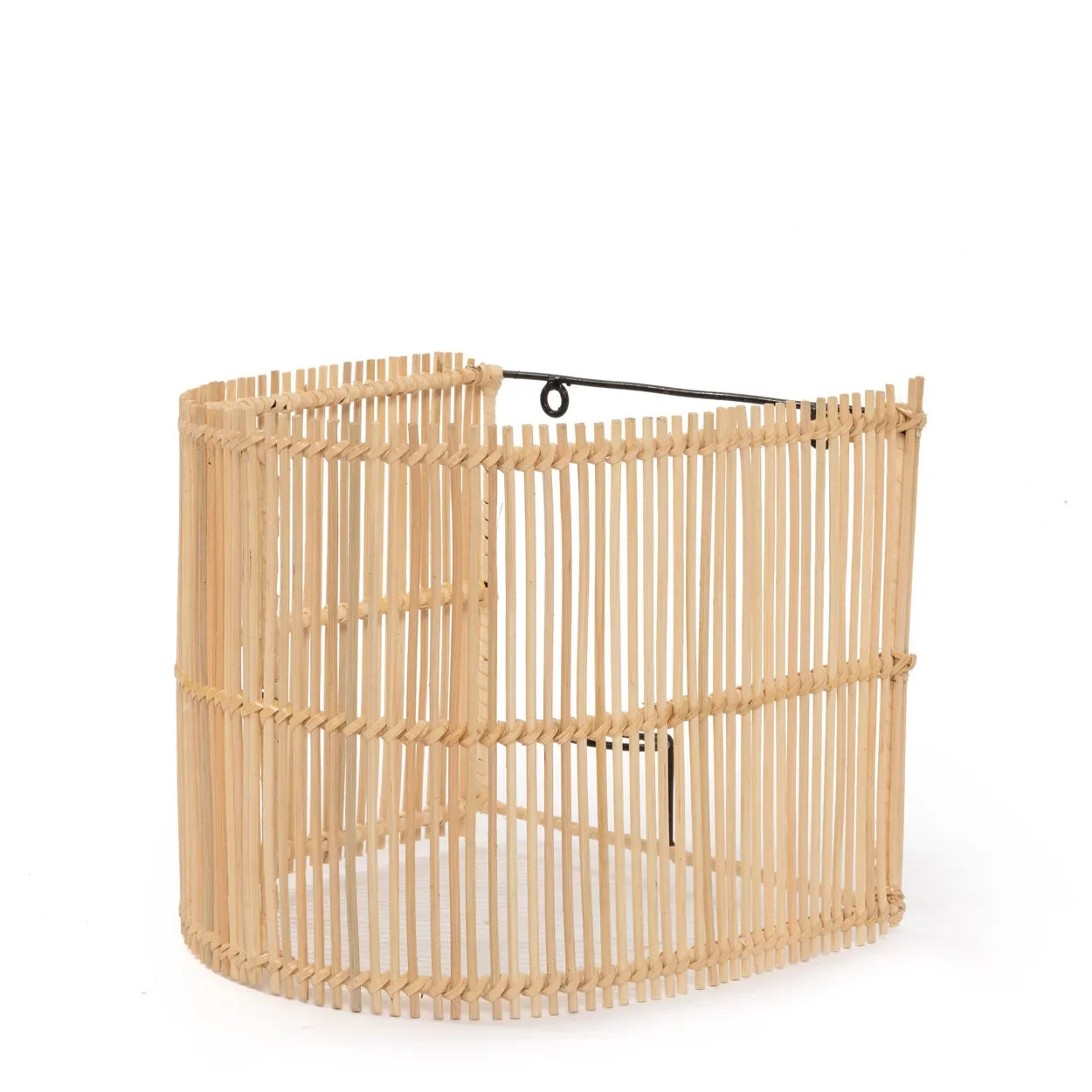 Applique murale en rotin naturel demi-cylindre de 25 cm avec sconce en bambou