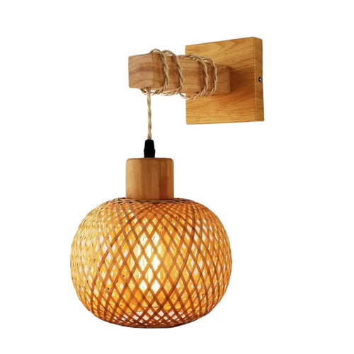 Applique murale en rotin ronde