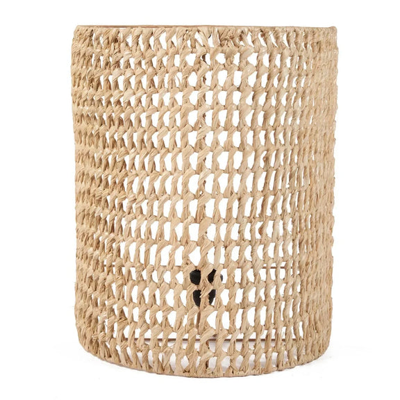 Panier cylindrique tressé en sisal naturel pour décoration murale 40x21 cm