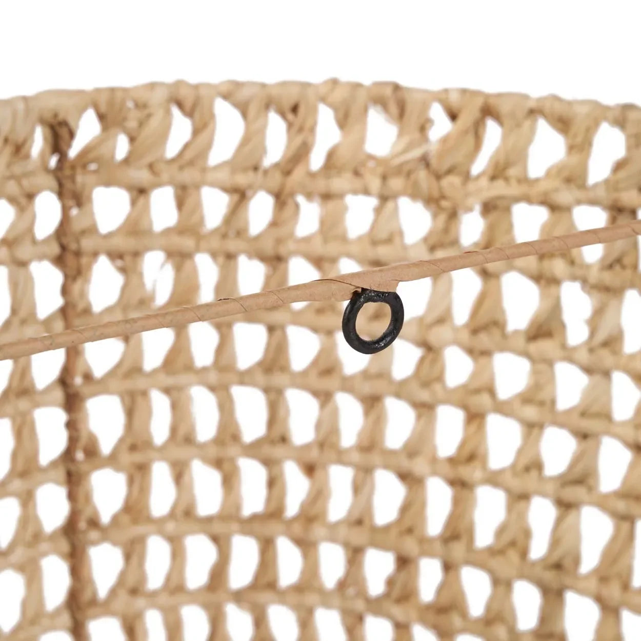 Panier tissé en sisal naturel avec anneau métallique, pour Applique murale en sisal