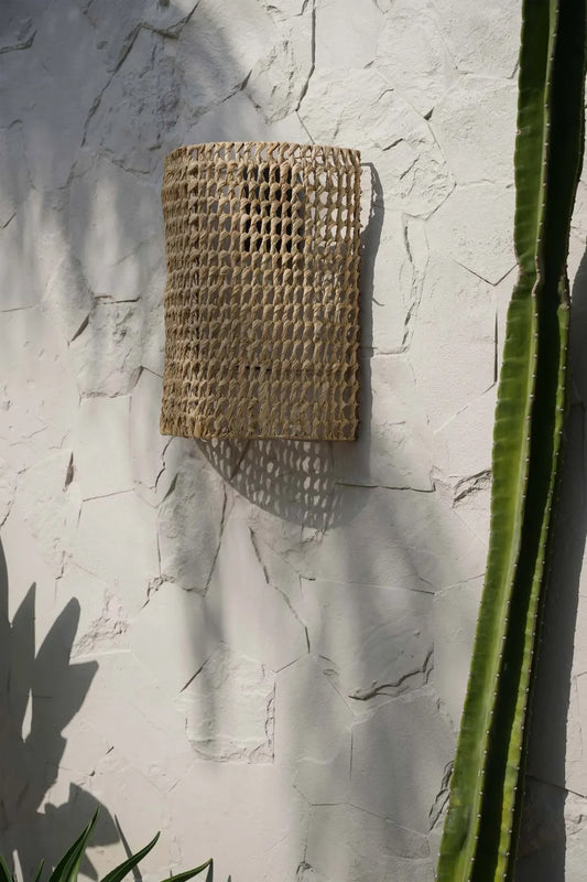 Applique murale en sisal naturel tressé rectangulaire 40x21 cm