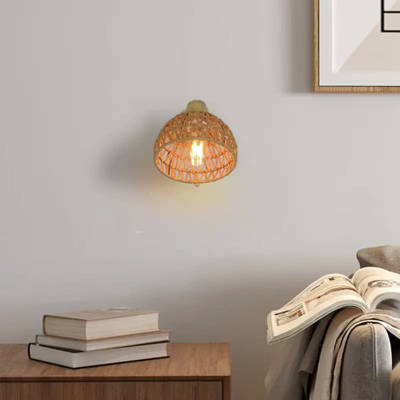 Applique murale en rotin avec lumière douce pour chambre ou salon