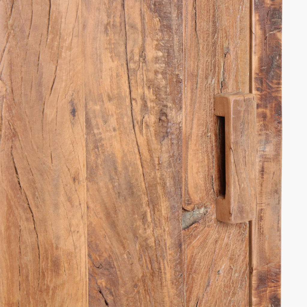 Porte en bois recyclé brun naturel avec poignée rectangulaire, 80x40 cm