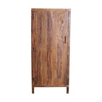 Armoire haute 1 porte en bois recyclé brun naturel 80x40 cm rustique