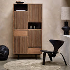 Armoire en teck rainuré naturel et noir, 90x45 cm