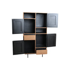 Armoire en teck rainuré bois naturel et noir, 90x45 cm