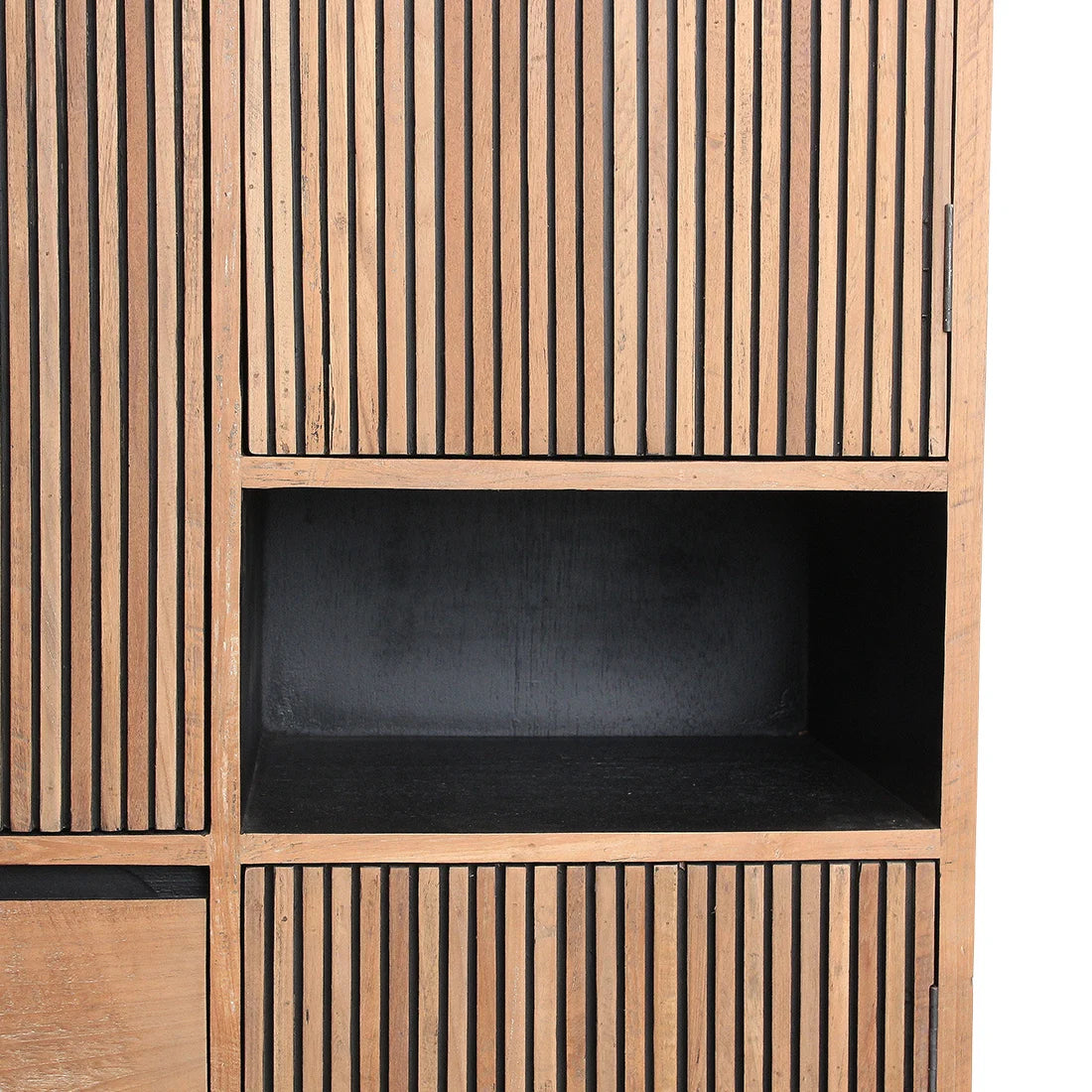 Armoire en teck rainuré bois naturel et noir 90x45 cm