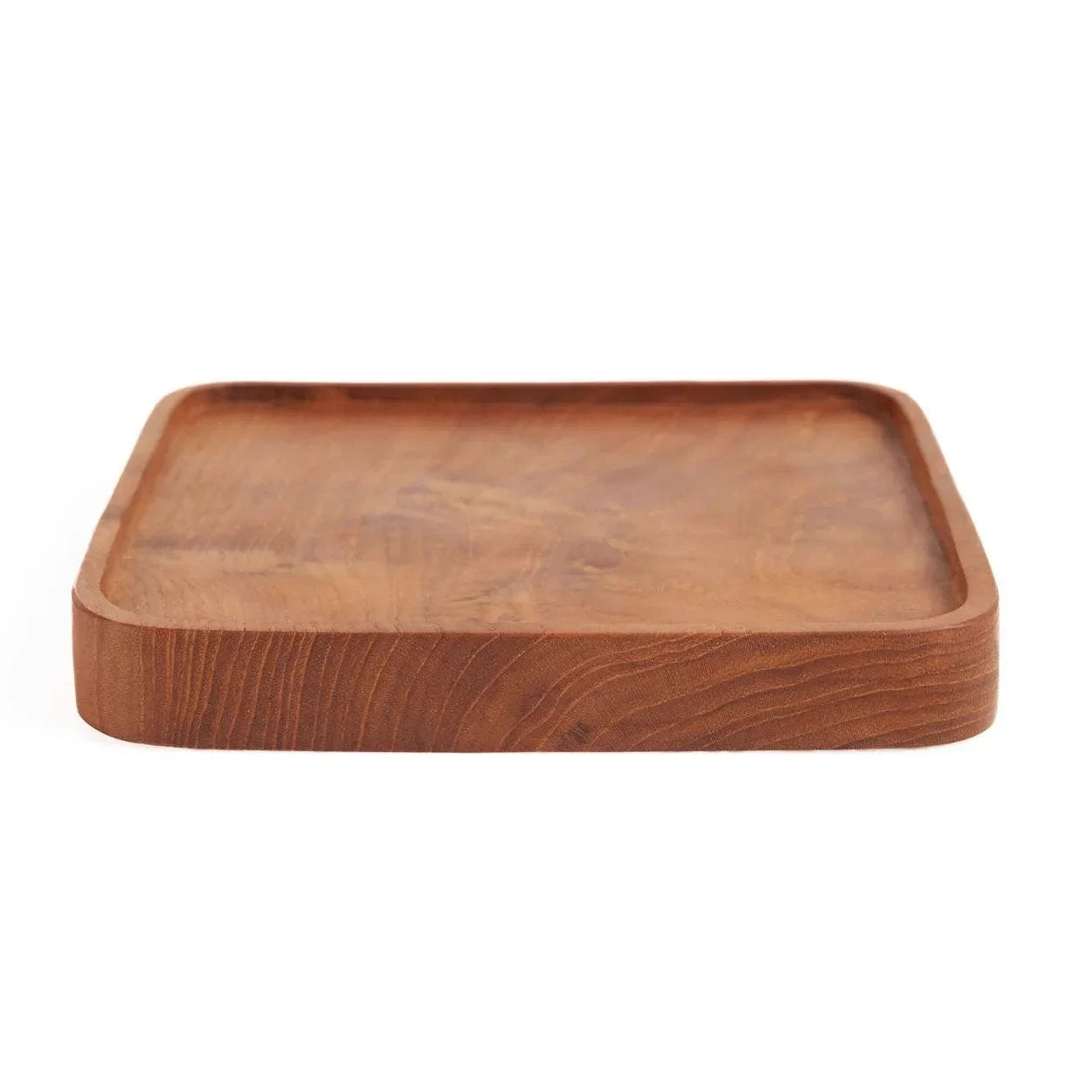 Plateau rectangulaire en bois de teck naturel, finition lisse brun chaud