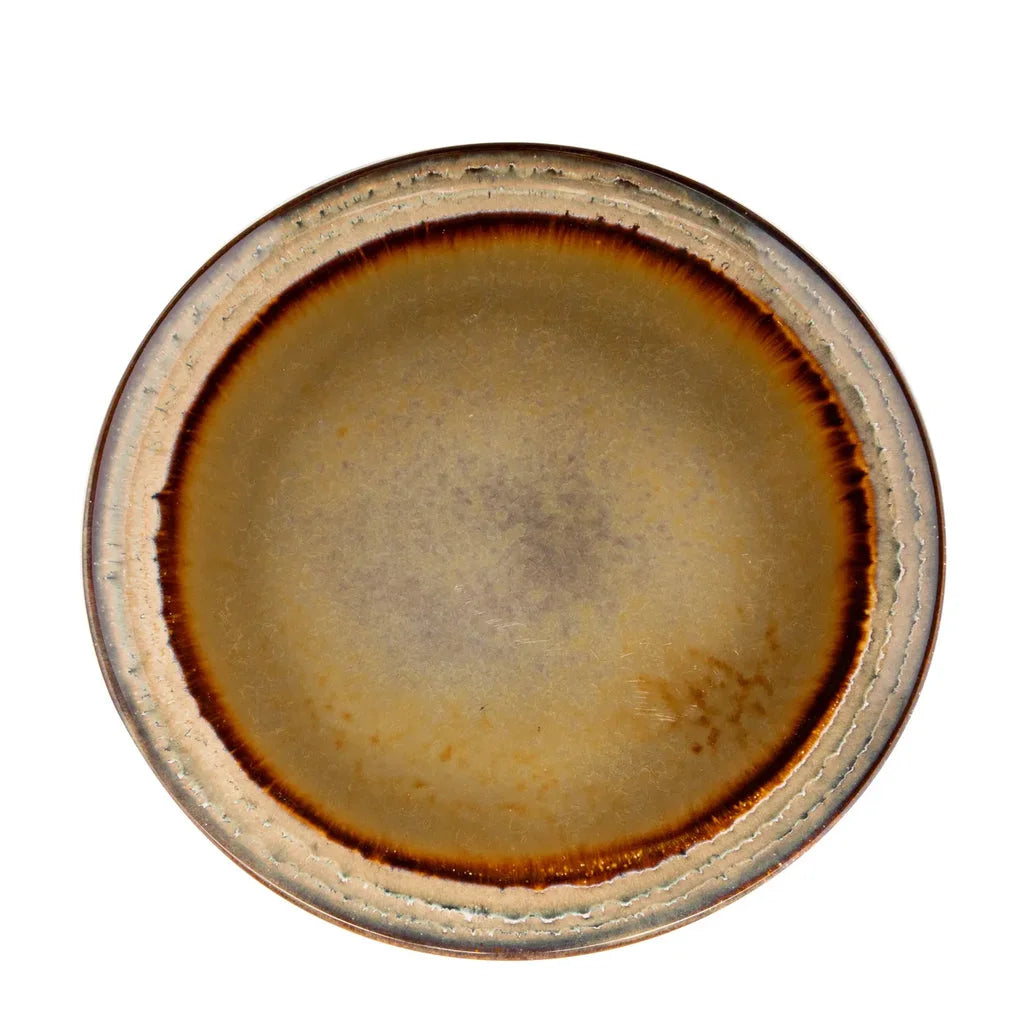 Assiette de dîner Comporta en céramique avec bordure marron, lot de 4