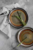 Jeu de 2 assiettes Comporta avec asperges, élégant ensemble de 4 plates