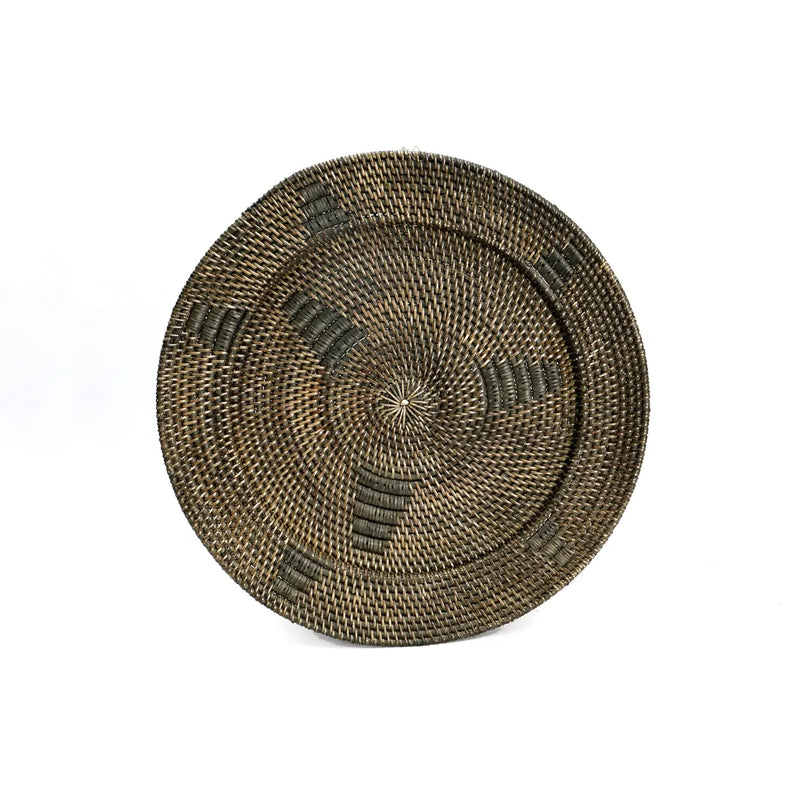 Assiette murale en rotin tressé marron 30 cm
