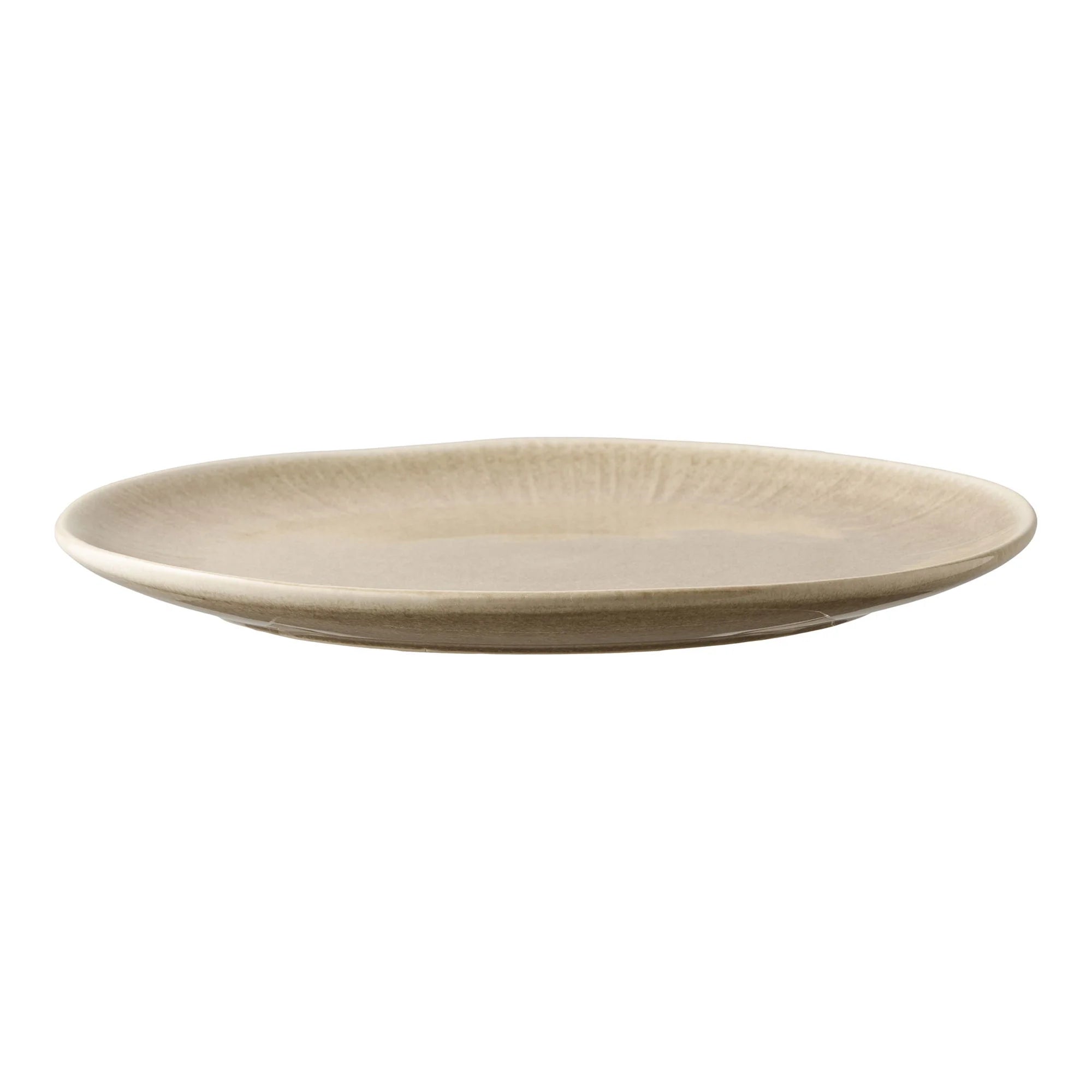 Assiette en grès beige satinée, bord irrégulier, lot de 4