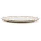 Assiette en grès blanc cassé bord doré artisanal crème céramique