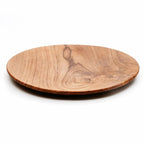Assiette ronde en teck massif avec grain artisanal, diamètre 30 cm