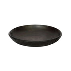 Assiette ronde en terre cuite brûlée noire profonde, diamètre 26 cm