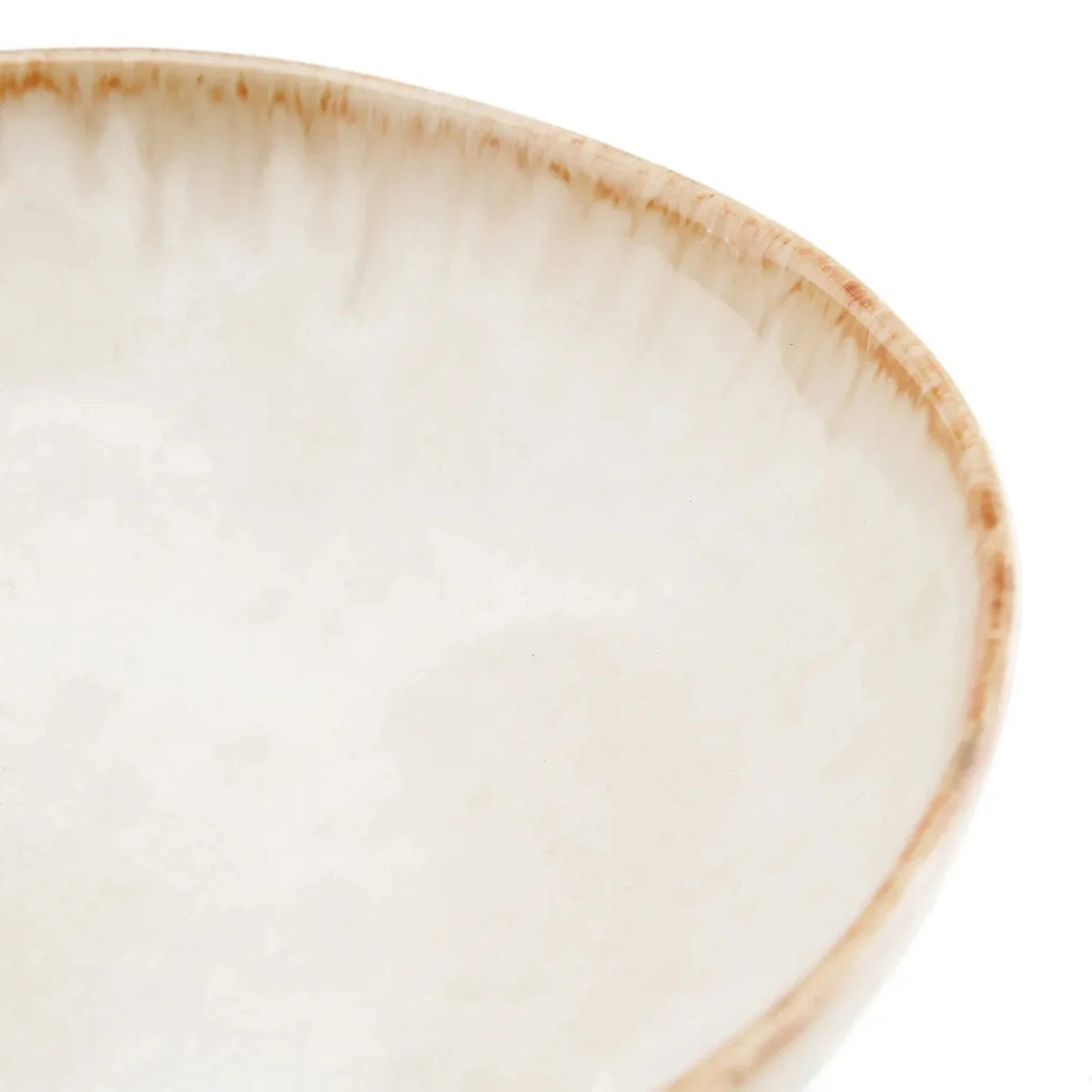 Assiettes à pâtes en céramique blanc cassé bord doré – Set de 4