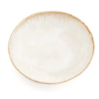 Assiettes à pâtes en céramique blanc cassé bord doré – Set de 4